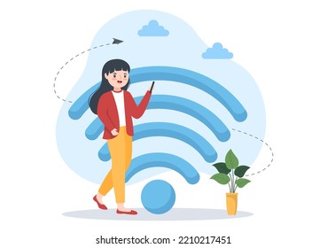 Intranet Internet Network Connection Technology to Share Confidential Company Information in Template Hand Drawn Cartoon Flat Illustration