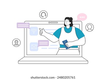 Intranet Internet Network Connection Technology Vector Illustration to Share Confidential Company Information and Website in Flat Cartoon Background