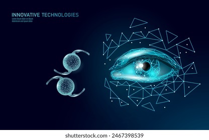  Lentes intraoculares 3D bajo concepto de poli. Atención médica de la visión cuidado de la visión cirugía de medicina. Corrección de gafas aisladas. Ilustración vectorial de Plantilla de marketing publicitario