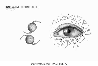  Intraocular lenses 3D low poly concept. Healthcare eye vision care medicine surgery. Isolated eyewear correction. Ad marketing template vector illustration