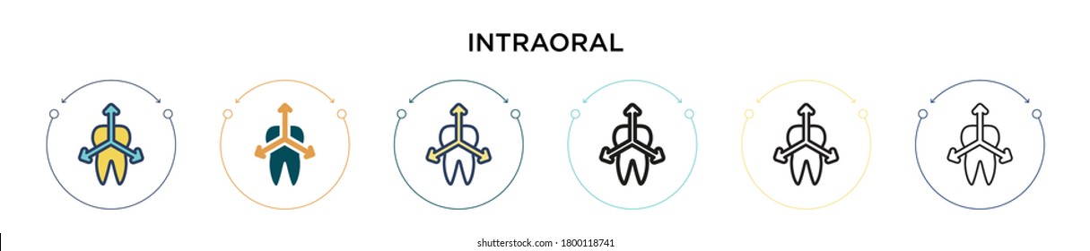 Intraoral icon in filled, thin line, outline and stroke style. Vector illustration of two colored and black intraoral vector icons designs can be used for mobile, ui, web