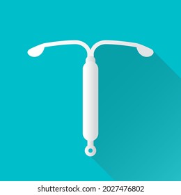 Intrauterine contraceptive device for birth control, vector flat icon