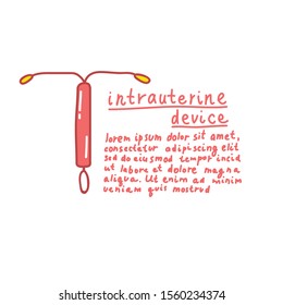 intrauterine device doodle icon, vector illustration