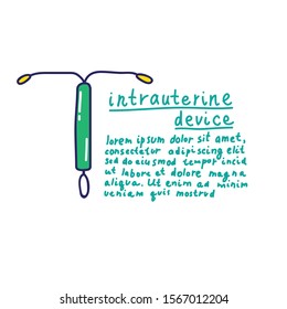 intrauterine device doodle icon, vector illustration
