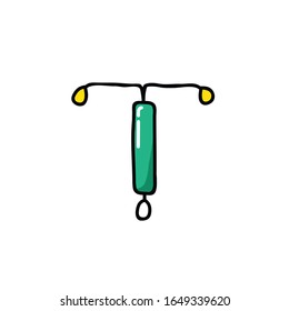 intrauterine device doodle icon, vector illustration