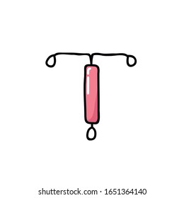 ícono de doodle de dispositivo intrauterino, ilustración vectorial