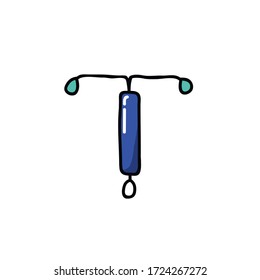 ícono de doodle de dispositivo intrauterino, ilustración vectorial