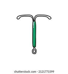 Icono de doodle para dispositivos intrauterinos, ilustración vectorial