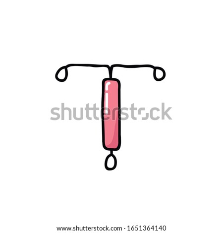 intrauterine device doodle icon, vector illustration