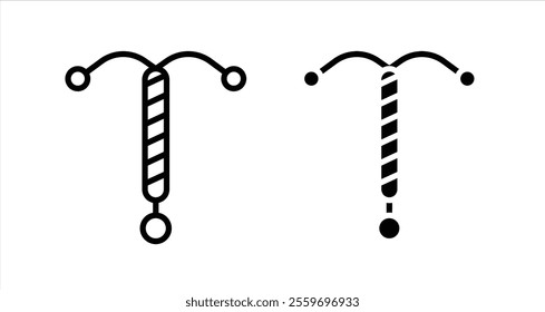Intrauterine device Icon collection in filled and stroke style.