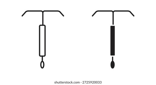 Ícones de dispositivo intrauterino. Ícone linear de vetor isolado no plano de fundo branco.
