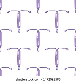 intrauterine device seamless doodle pattern, vector illustration