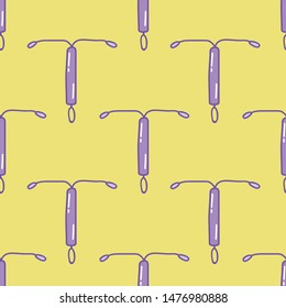 intrauterine device seamless doodle pattern, vector illustration