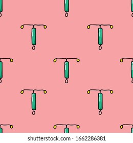 intrauterine device seamless doodle pattern, vector illustration