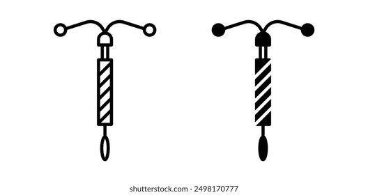 Conjunto de iconos de Vector de dispositivo intrauterino en color negro.