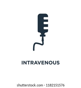 Intravenous icon. Black filled vector illustration. Intravenous symbol on white background. Can be used in web and mobile.