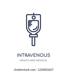 Intravenous icon. Intravenous linear symbol design from Health and Medical collection. Simple outline element vector illustration on white background