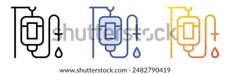 intravenous saline drip icon. Linear, Blue Fill and Gradient Style Design Isolated On White Background