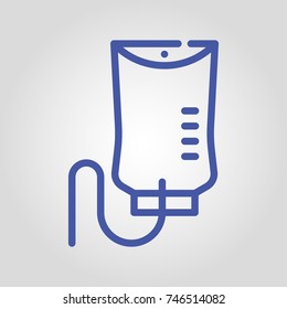 intravenous saline solution medicine bag isolated flat vector linear icon