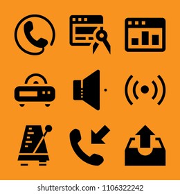 intray, salon, practice, idea, internet and pendulum icon vector set. Flat vector design with filled icons. Designed for web and software interfaces