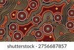 Intricate Aboriginal Dot Art Pattern with Flowing Lines and Circular Motifs