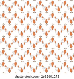 Intricate abstract design featuring a repeating geometric motif in vibrant orange and white hues, offering a visually engaging and textured experience.