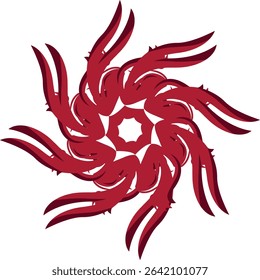 An intricate abstract digital art piece featuring a symmetrical circular mandala with brown dolphins intricately woven in a swirling pattern on a white background,