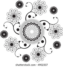 Intricate abstract floral vector tile.