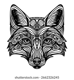 Arte abstrata da linha de cabeça da raposa