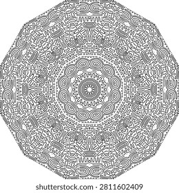 Intricate Abstract Geometric Pattern Design With Symmetrical Swirls And Lines