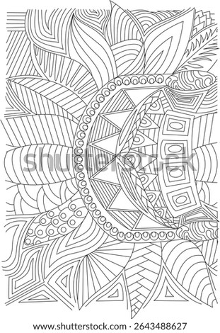 Intricate Abstract Line Pattern for Coloring, Detailed black and white line art featuring intricate abstract patterns, suitable as a background, texture, or coloring page. Perfect for relaxation,