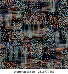 Intricate abstract pattern with overlapping textured grids and dots in earthy tones. Perfect for modern backgrounds, textiles, and graphic design projects