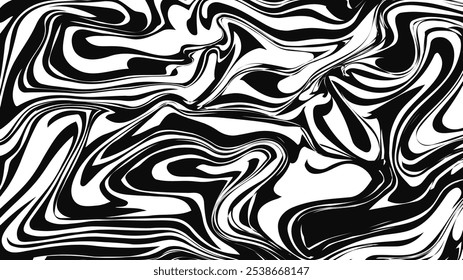 An intricate abstract pattern of swirling black and white lines, evoking a sense of movement and depth.