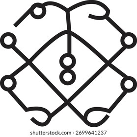 Sigilo abstrato intrincado ou ilustração simétrica do vetor da arte da linha do símbolo oculto no branco