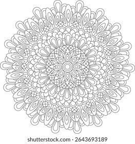 Intricate Adult Mandala Coloring Page Floral Zentangle Circular Patterns Stress Free Relaxation Meditation LIne Art
