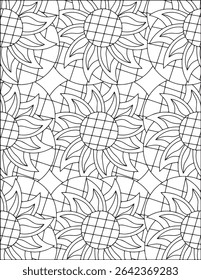 Intricate Adulto Mandala Girassol colorir página Floral Zentangle Circular Padrões Stress livre relaxamento Meditação LIne Art