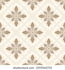 Intricate Amalfi Dark Gold Scroll Ornament Seamless Pattern Vector on Beige Background. Luxury Delicate Gentle Victorian Detailed for Beautiful Classy Decoration Fabrics Textiles Texture Apparel Silk