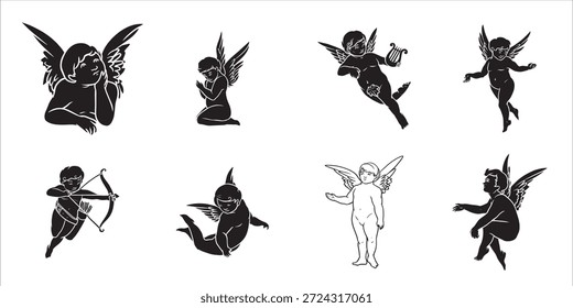 Paquete de Vector de Ilustraciones de ángel intrincado para Diseños espirituales y artísticos