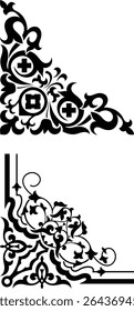 Intricate Arabic corner design, perfect for borders or decorative elements. This image features a striking silhouette design, perfect for creating a bold visual impact.