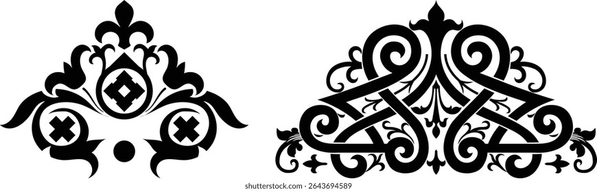Intricate Arabic corner design, perfect for decorative borders or patterns. This image features a striking silhouette design, perfect for creating a bold visual impact.
