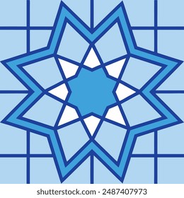 Intricate Arabic Islamic star inter-connecting pattern tile on a white background Clean and detailed vector illustration perfect for elegant décor designs