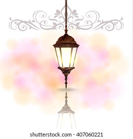 Intricate Arabic lamp with light 