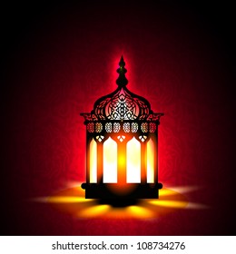 Intricate Arabic lamp with lights for Ramadan Kareem and other events. EPS 10.