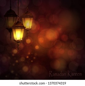 Intricate Arabic lamps with lights