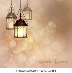 Intricate Arabic lamps with lights