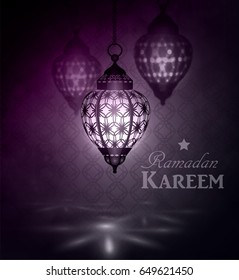 Intricate Arabic lamps with lights