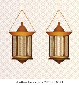 Intricate Arabic lamps with lights vector