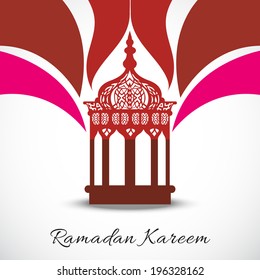 Intricate arabic lantern on beautiful abstract background for holy month of muslim community Ramadan Kareem. 