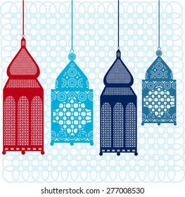 Intricate Arabic lanterns - vector illustration