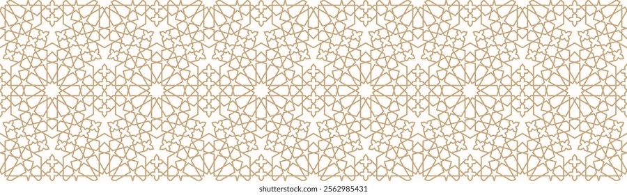 Intricate Arabic ornament pattern with repeating geometric textures, ideal for Islamic vector designs, Ramadan decorations, and background art reflecting Arabic culture.